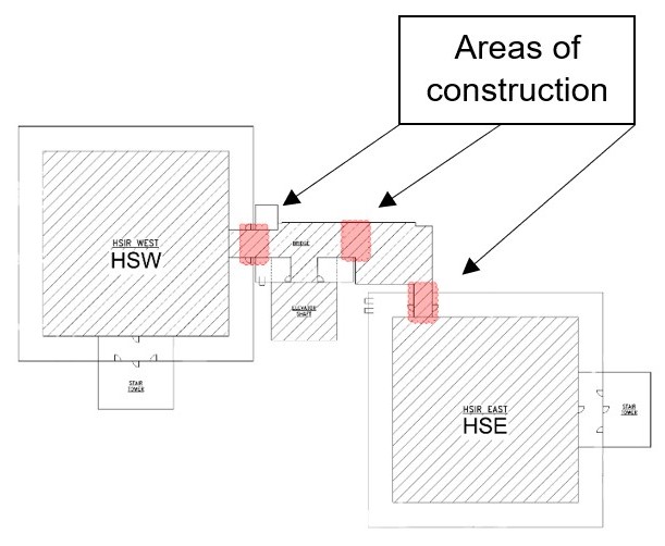Construction areas in the HSIR corridor that are being impacted from a fire barrier systems project.