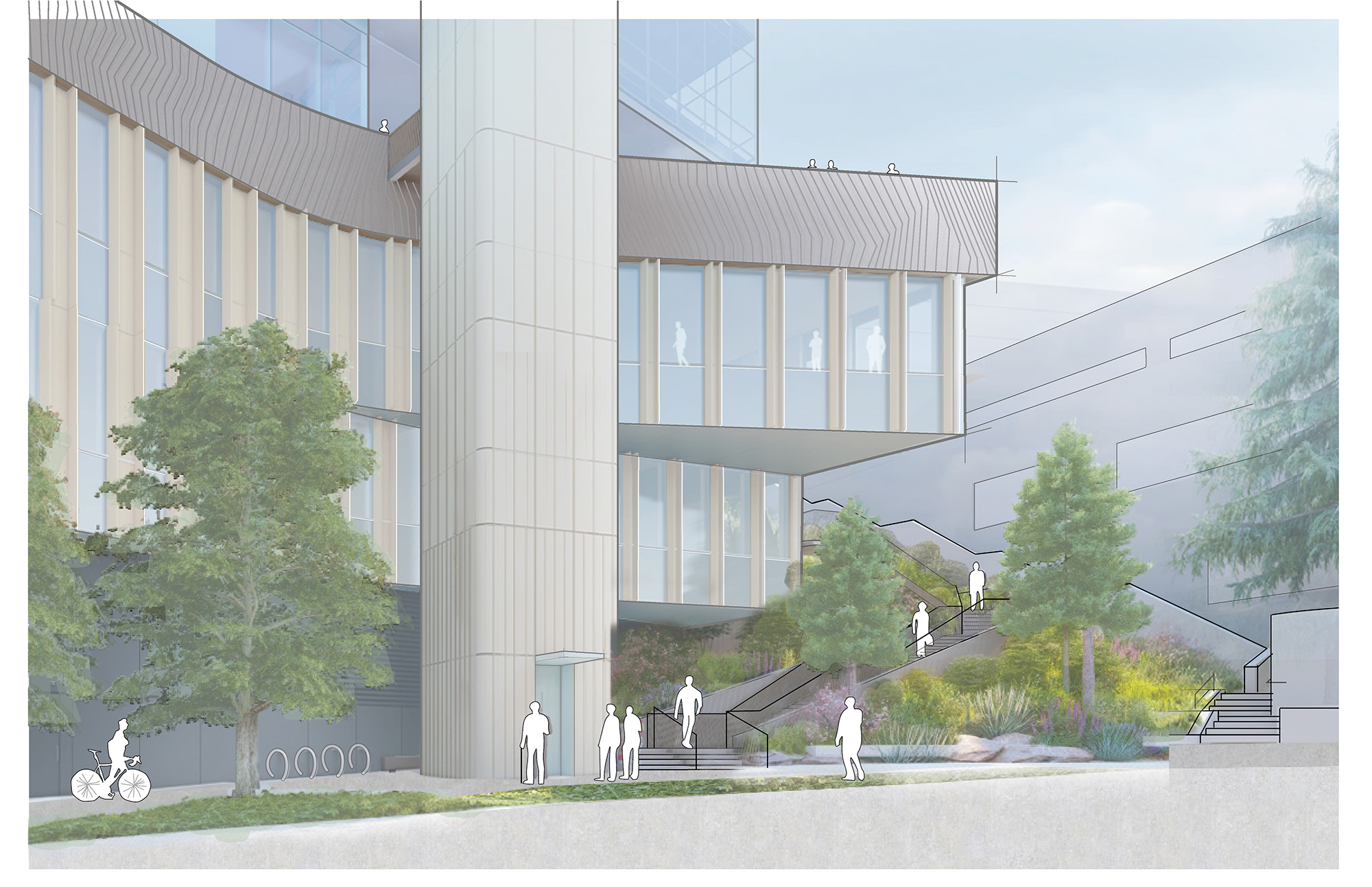 Parnassus Research and Academic Building rendering from 4th Street