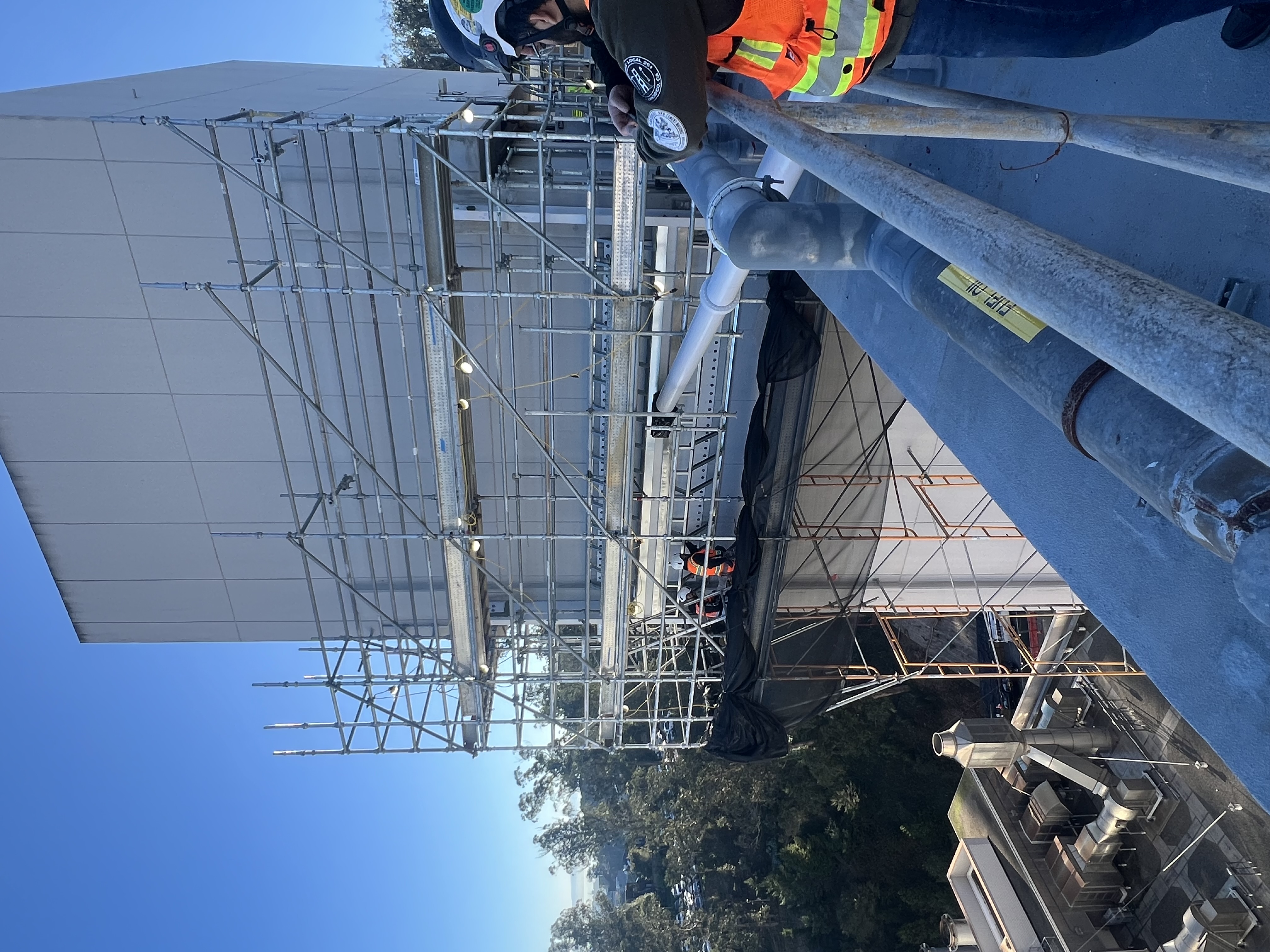 Workers on the HSIR Improvements Program for the HSE and HSW towers at Parnassus Heights.