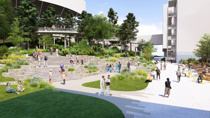 Rendering of the Parnassus Central Campus Site Improvements project as of October 2024.