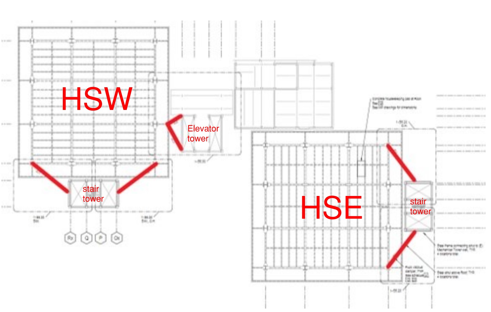 Location of seismic dampers in HSIR towers